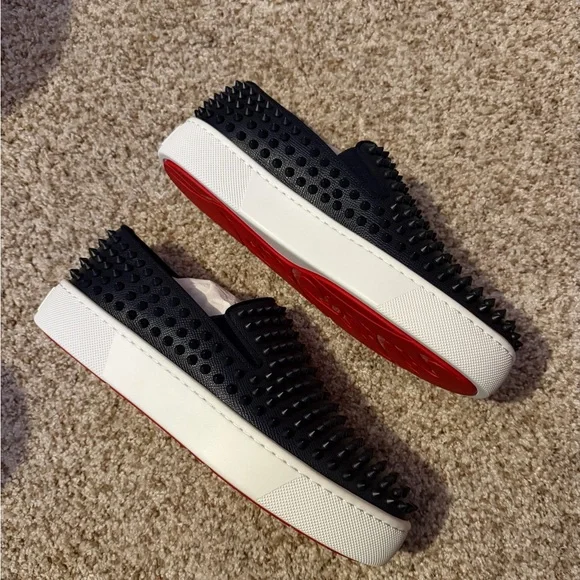 New Christian Louboutin dark marine Spiked Loafers - Picture 6 of 10